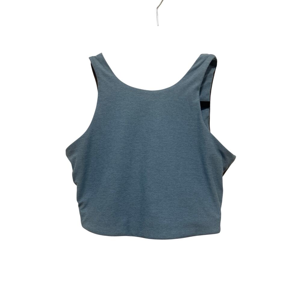 Outdoor Voices Blue Brown Colorblock Techsweat Workout Crop Top Sports Bra Small